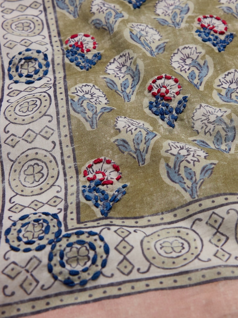 Embroidered Cotton Scarf by Vismaya