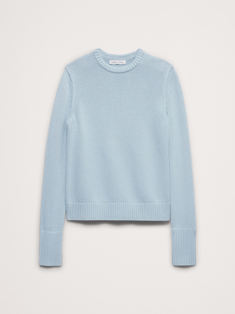 Larkspur Cotton-Silk Crew-Neck Sweater