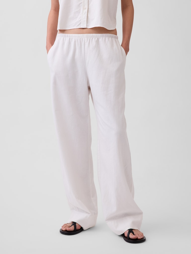 Linen-Blend Relaxed Wide-Leg Pants
