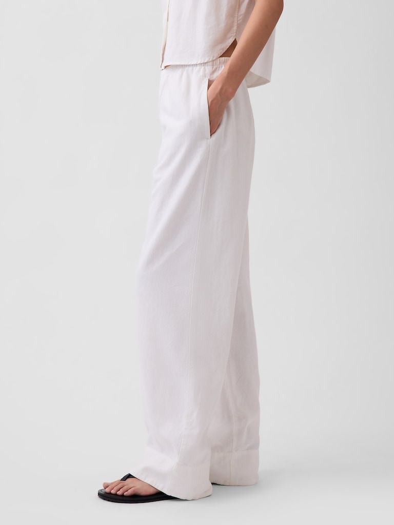 Linen-Blend Relaxed Wide-Leg Pants
