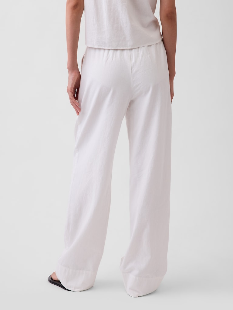 Linen-Blend Relaxed Wide-Leg Pants