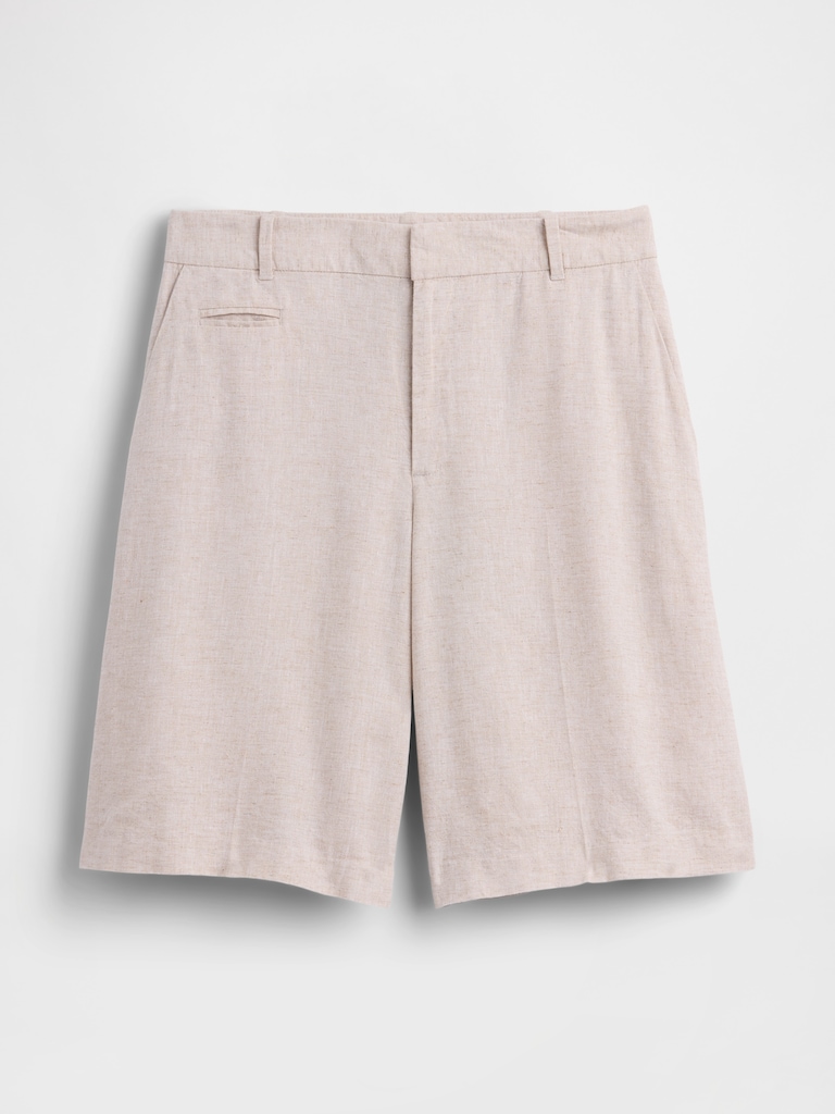 9" Low Rise Linen-Blend Trouser Shorts