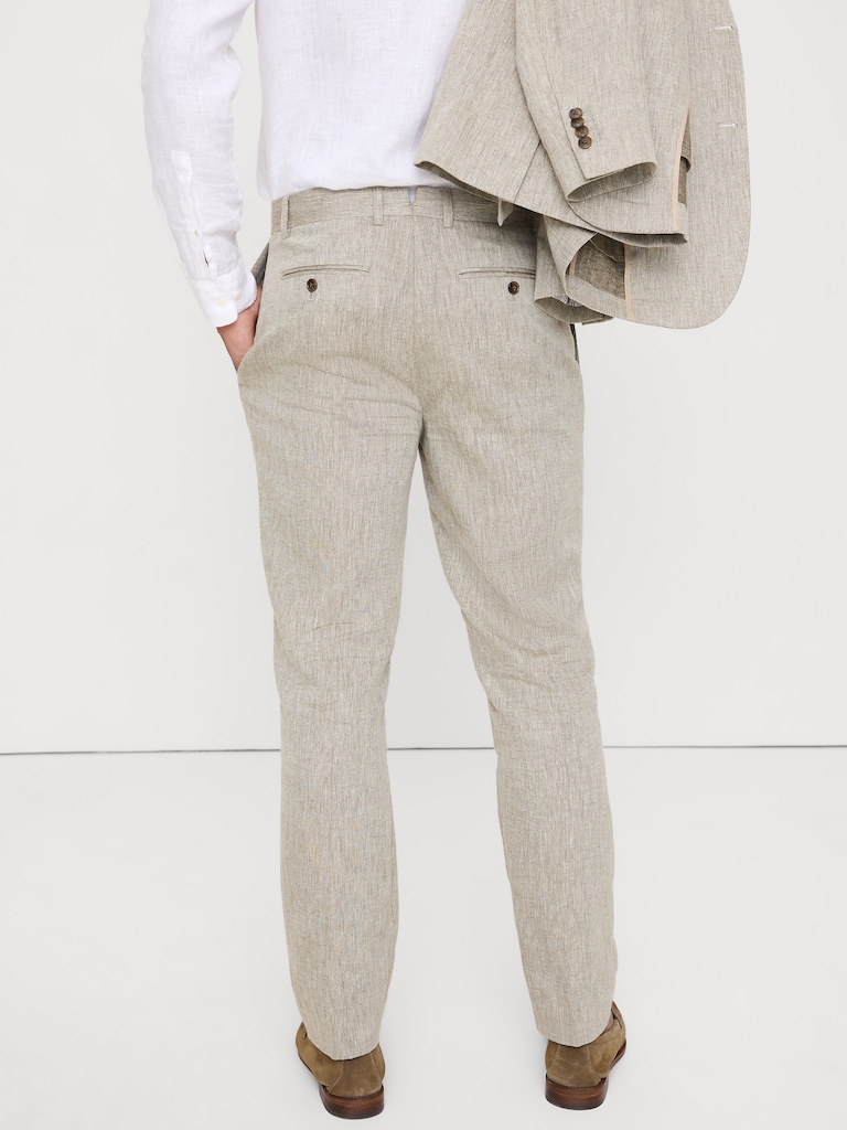 Green Linen-Cotton Suit Pant