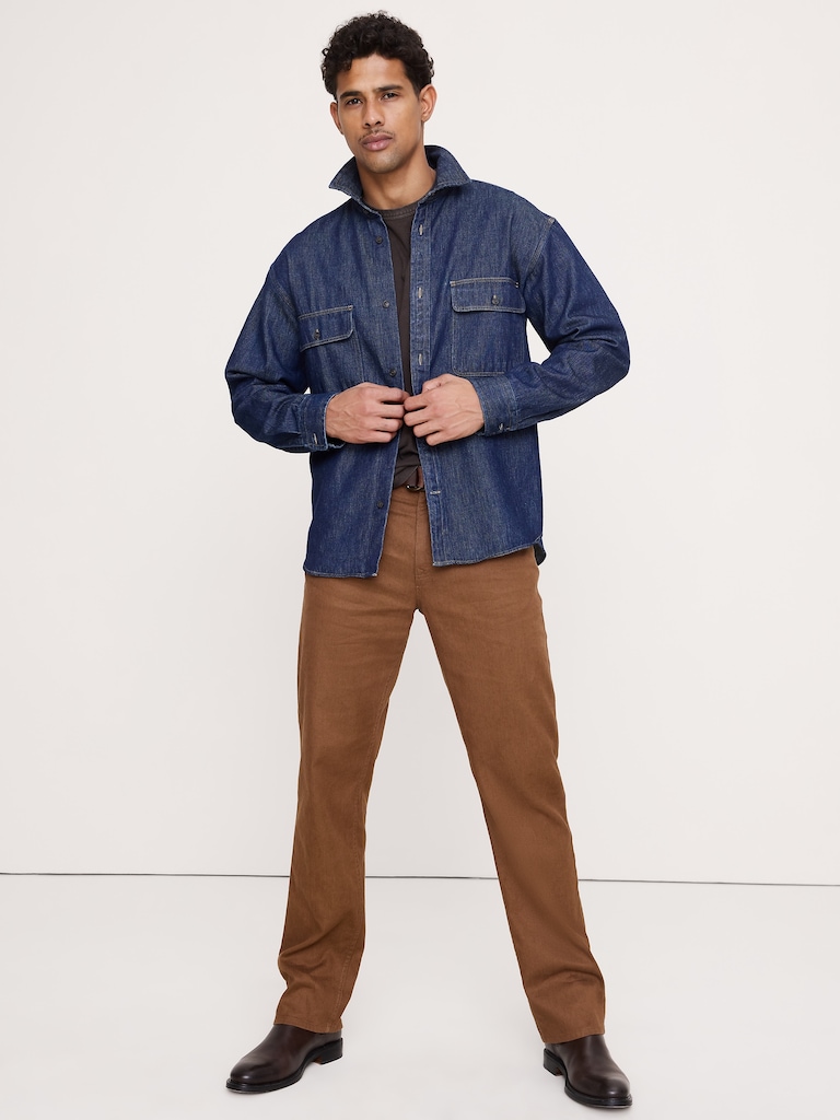 Straight Linen-Cotton Traveler Pant