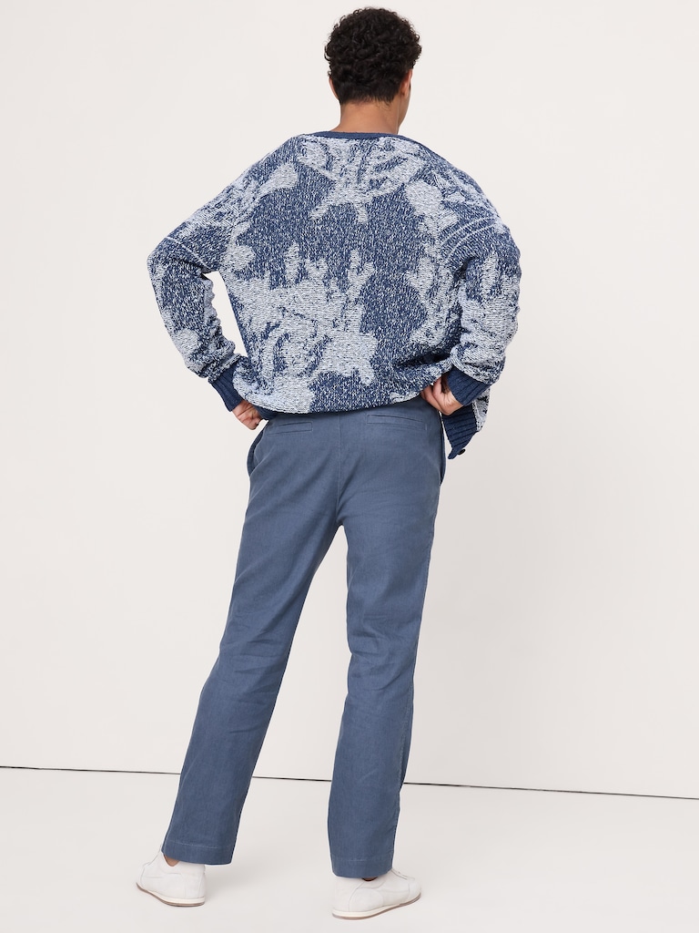 Straight Italian Linen-Cotton Pull-On Pant