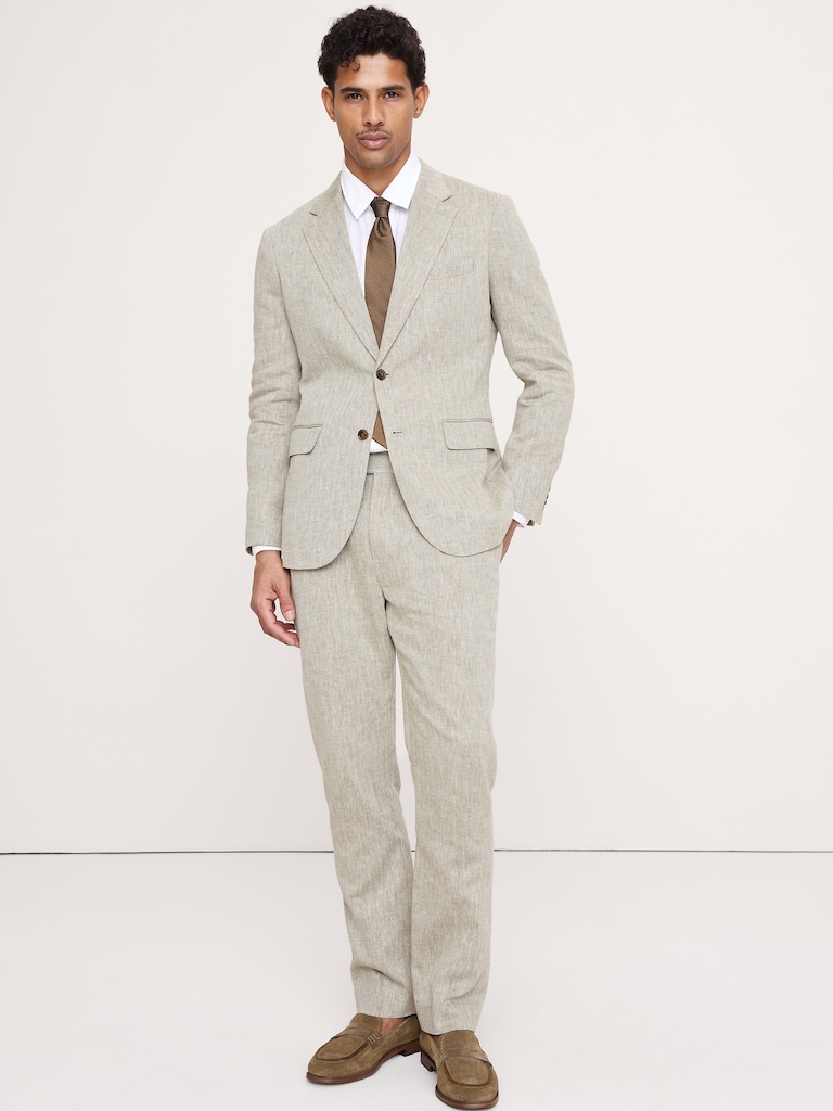 Green Linen-Cotton Suit Pant