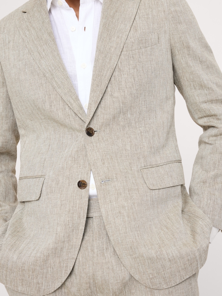 Green Linen-Cotton Suit Jacket