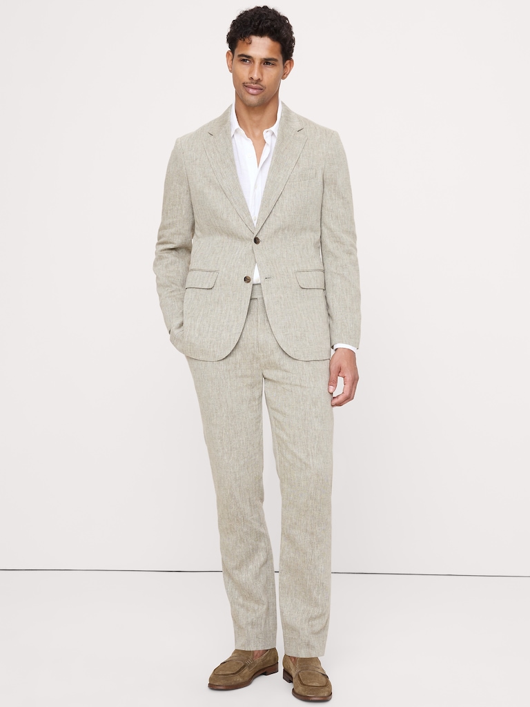 Green Linen-Cotton Suit Jacket