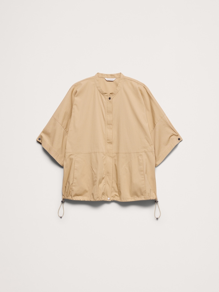 Stretch-Cotton Puff-Sleeve Top