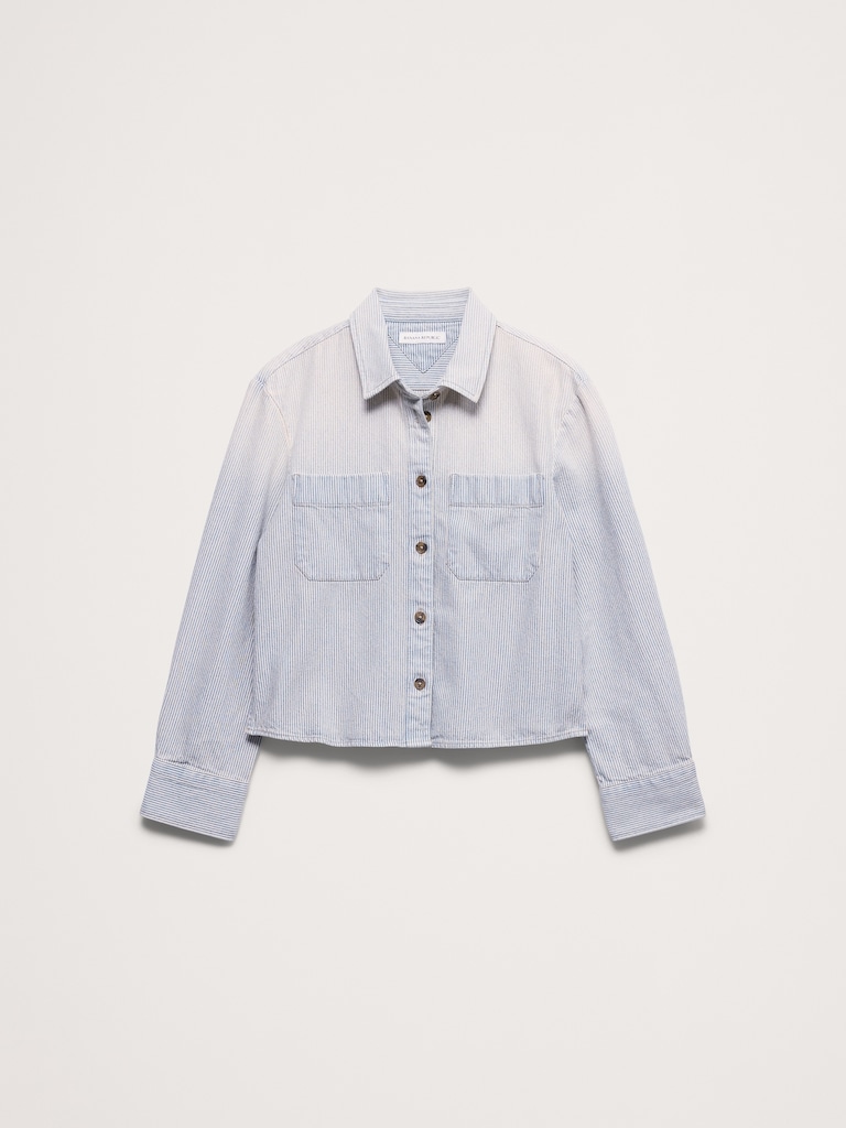 Denim Cropped Utility Shirt
