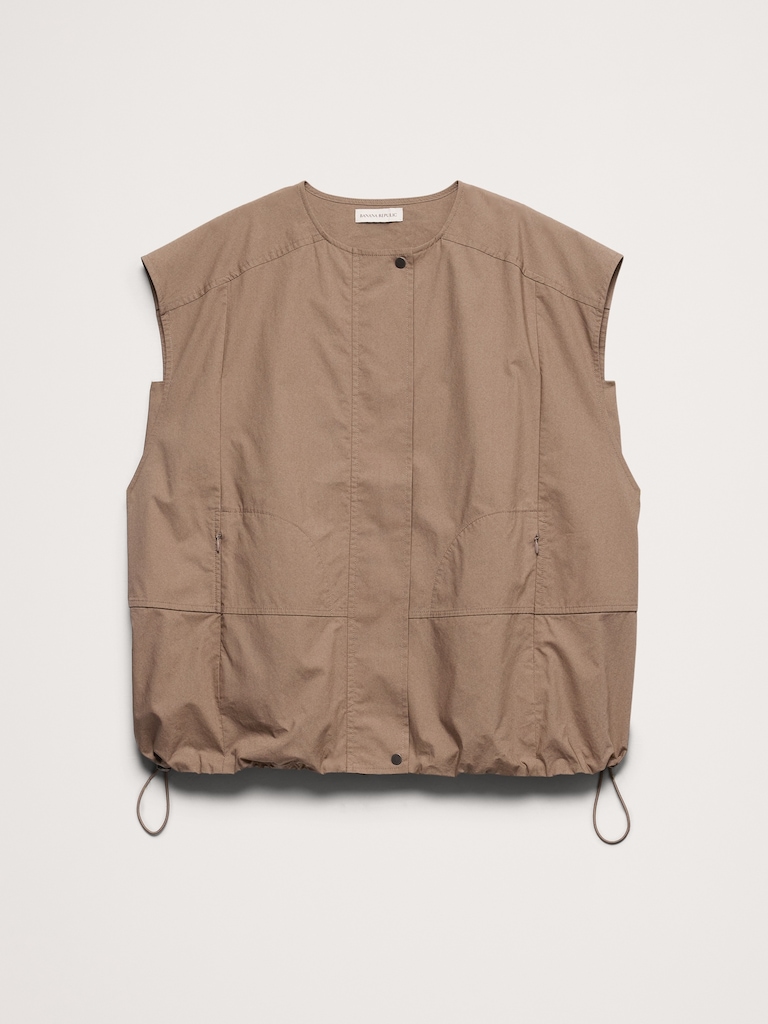 Cotton Poplin Bubble-Hem Top