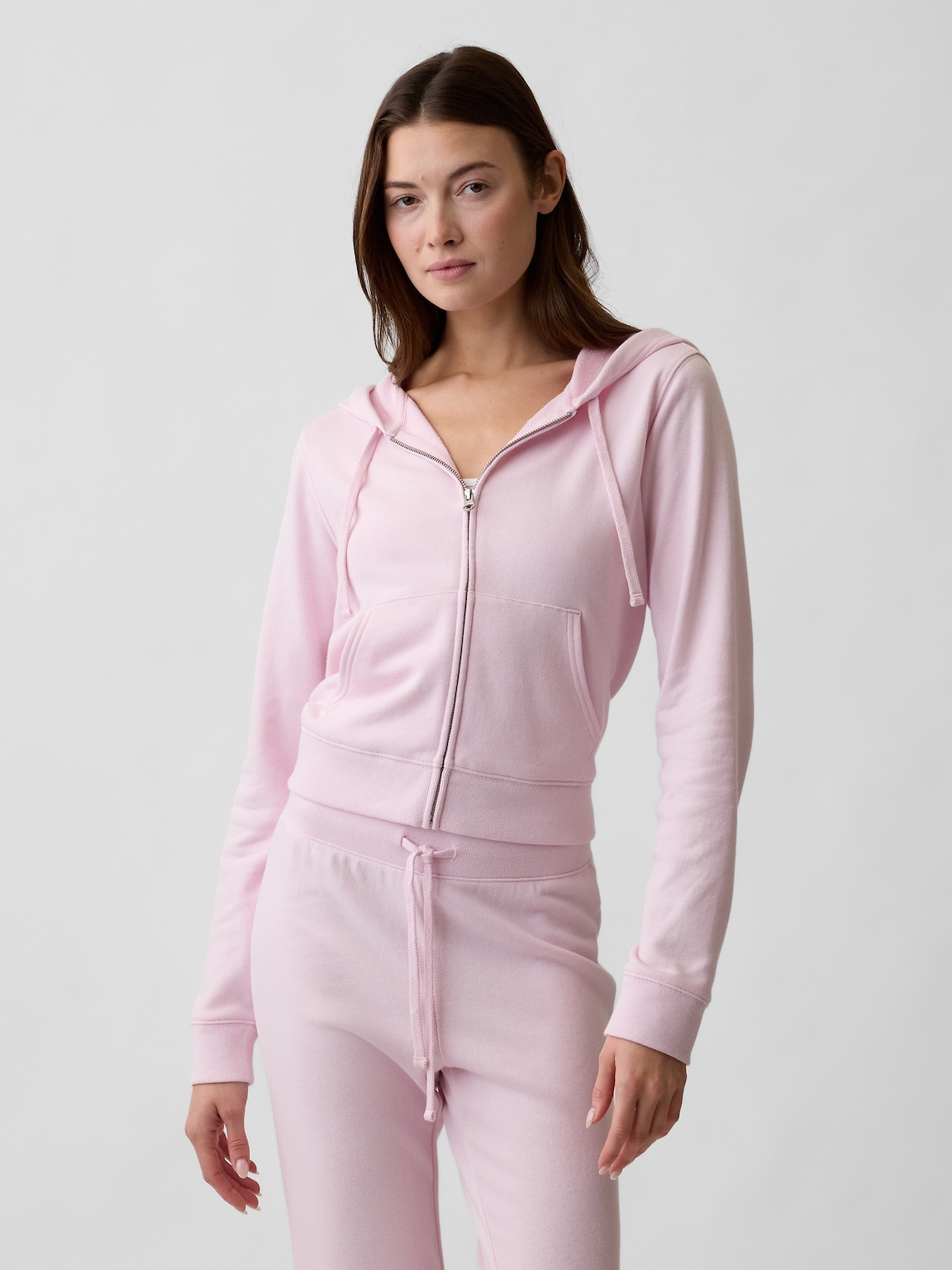 French Terry Cropped Zip Hoodie