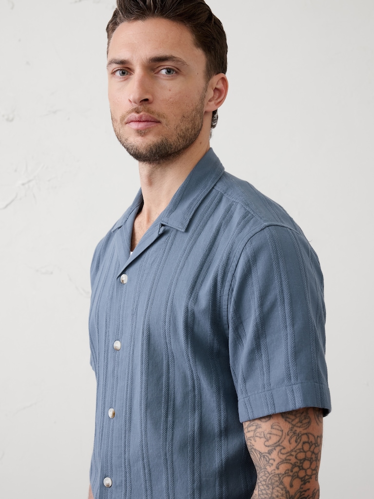 Standard-Fit Textured Resort Shirt