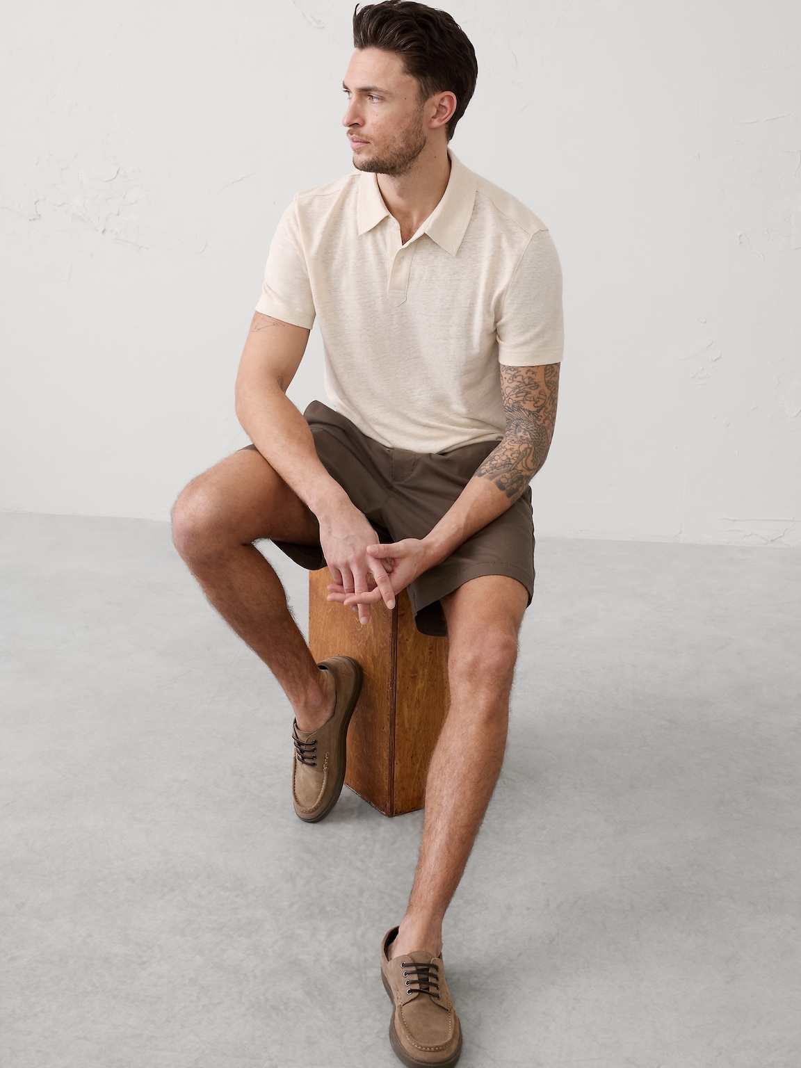 Slim-Fit Linen-Blend Polo