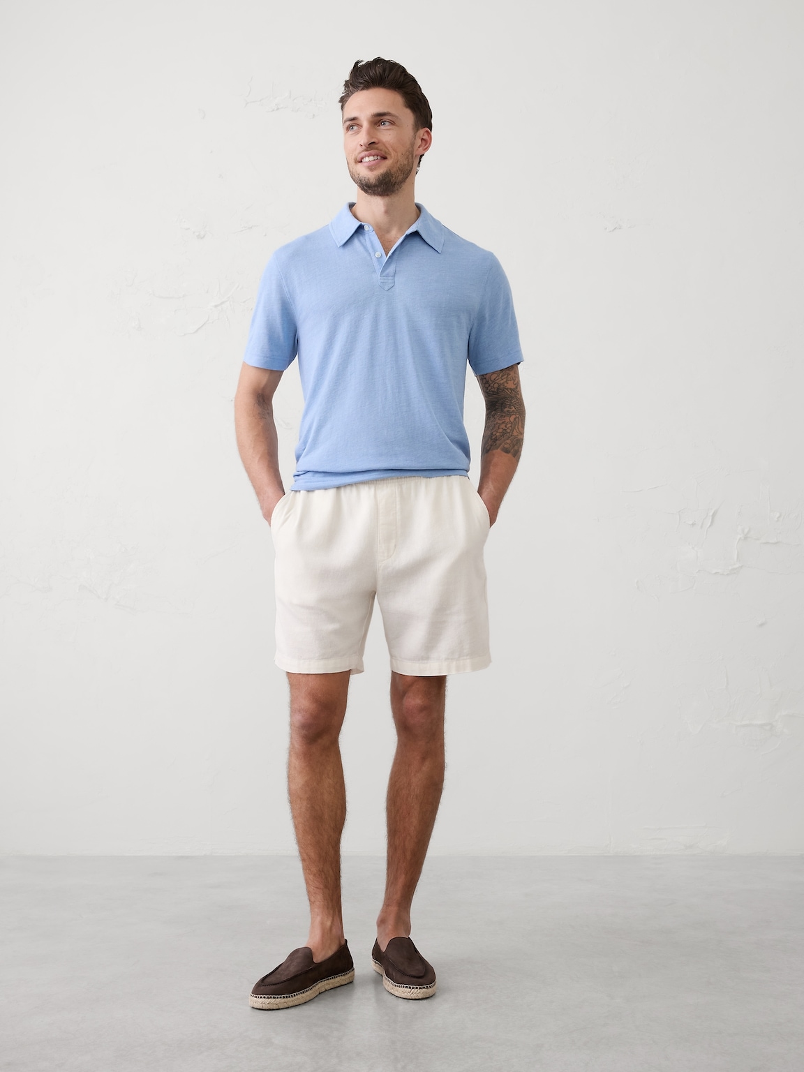 Slim-Fit Linen-Blend Polo