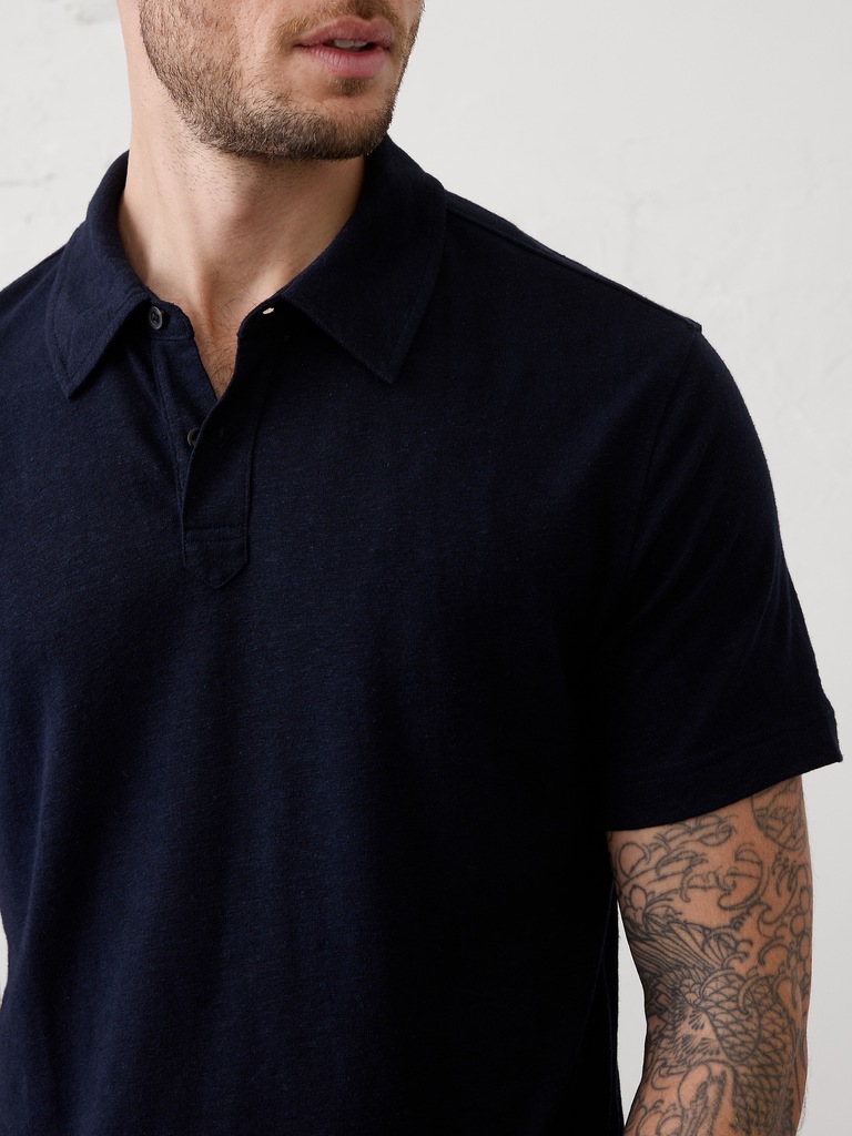 Slim-Fit Linen-Blend Polo