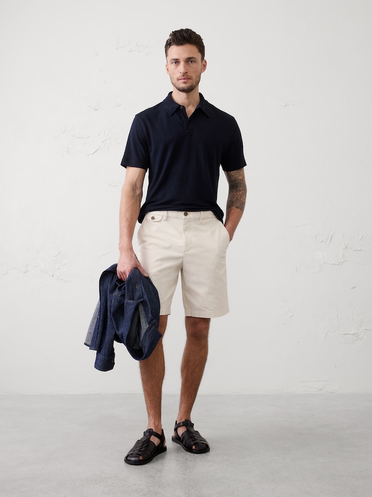 Slim-Fit Linen-Blend Polo