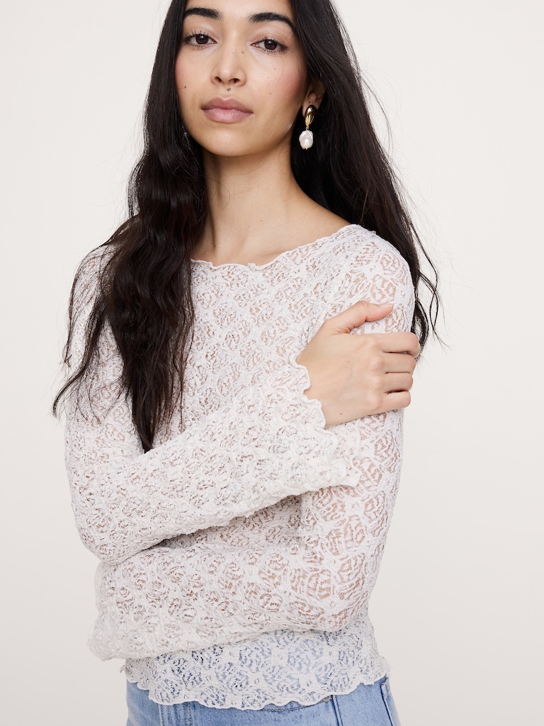Lace Flare-Sleeve Top