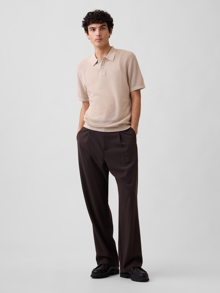 Crochet Sweater Polo Shirt