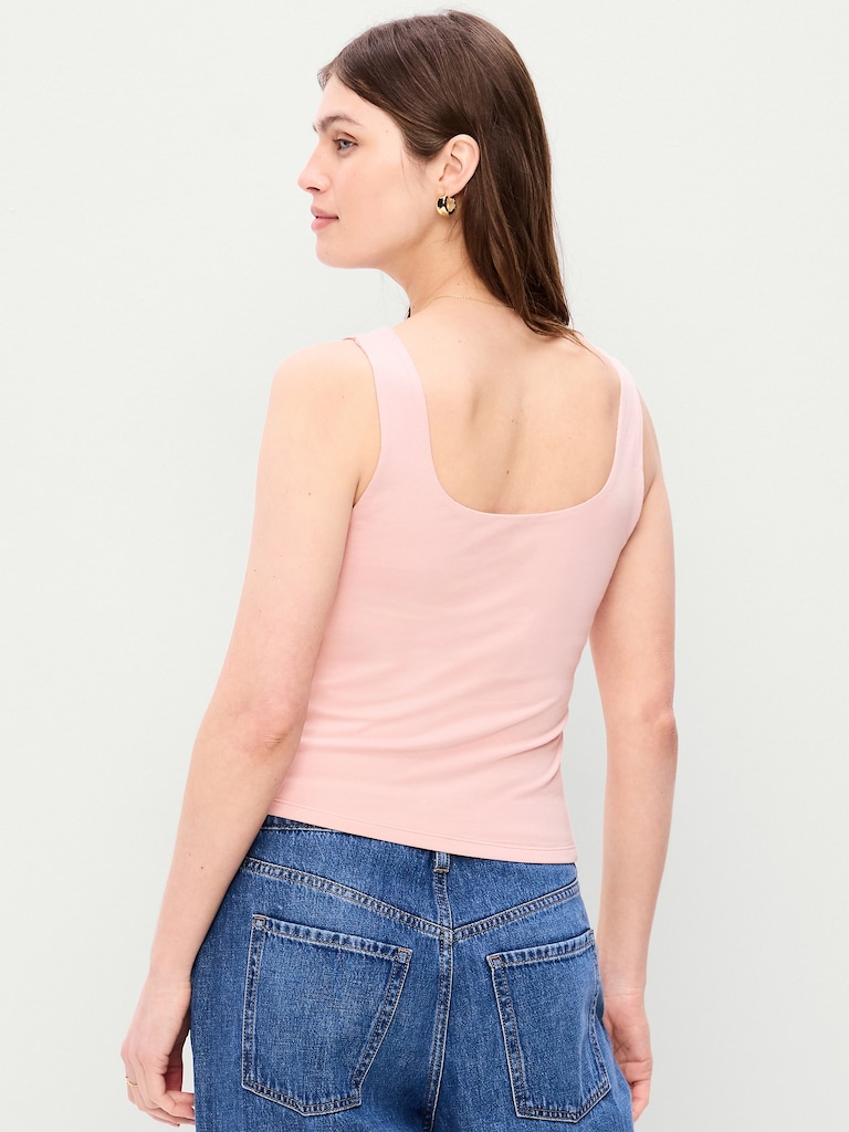 Hug Double-Layer Scoop-Neck Tank Top