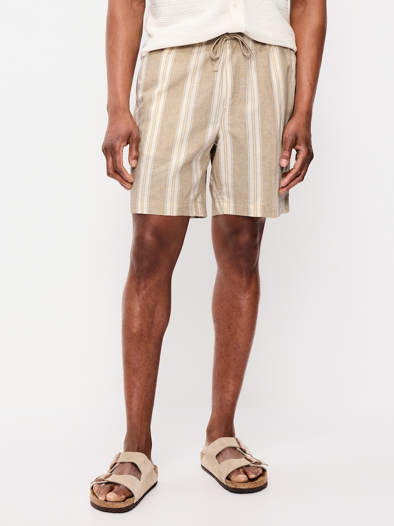 Linen-Blend Jogger Shorts -- 7-inch inseam