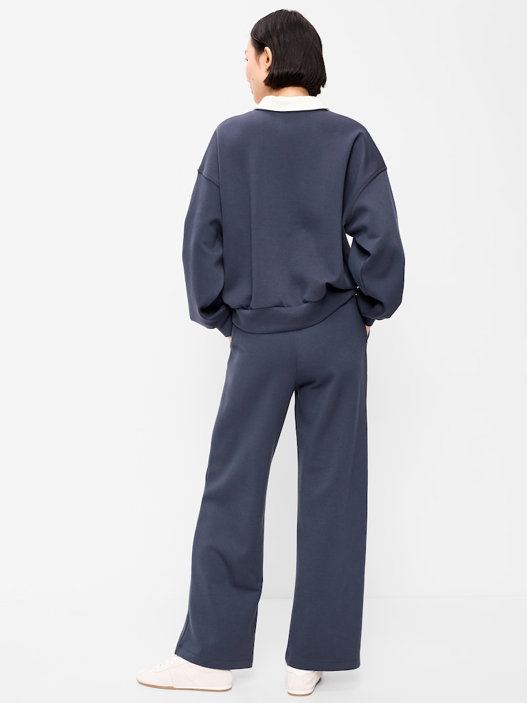 High-Waisted Dynamic Fleece Textured Wide-Leg Sweatpants