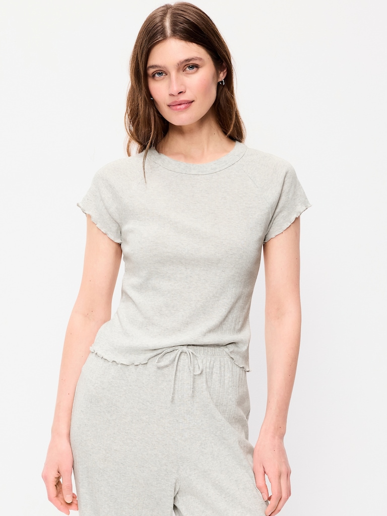 Short-Sleeve Pointelle Sleep Top