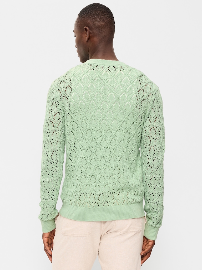 Pointelle V-Neck Sweater