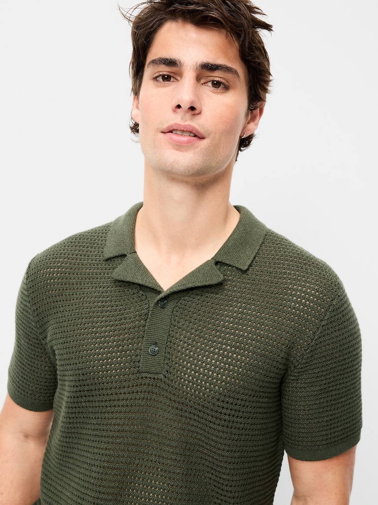 Short-Sleeve Polo Sweater