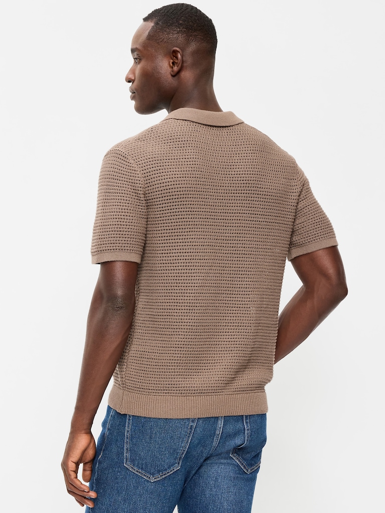 Short-Sleeve Polo Sweater