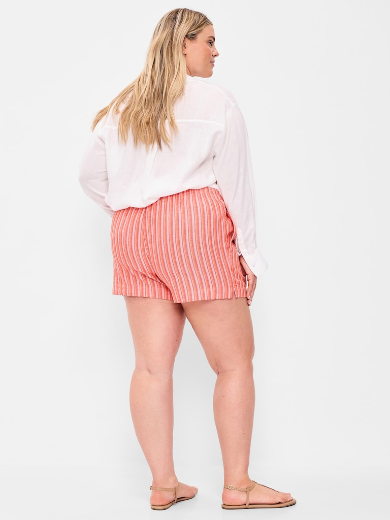 High-Waisted Linen-Blend Shorts -- 3.5-inch inseam