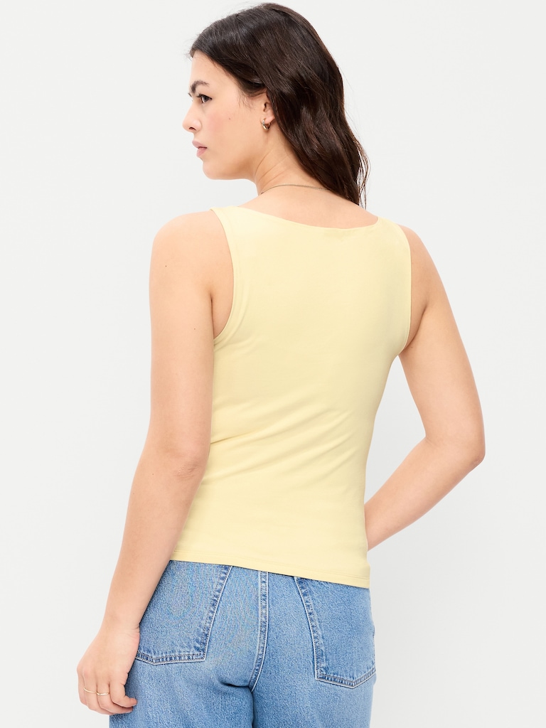 Hug Double-Layer Boat-Neck Top