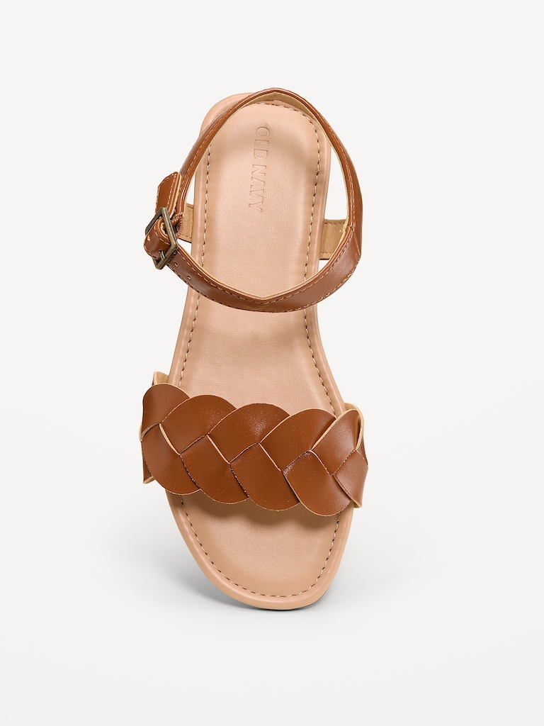 Faux-Leather Braided-Strap Sandals for Girls