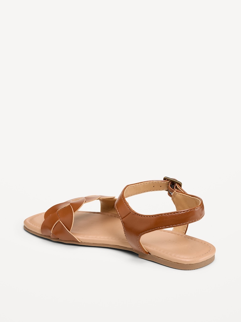 Faux-Leather Braided-Strap Sandals for Girls