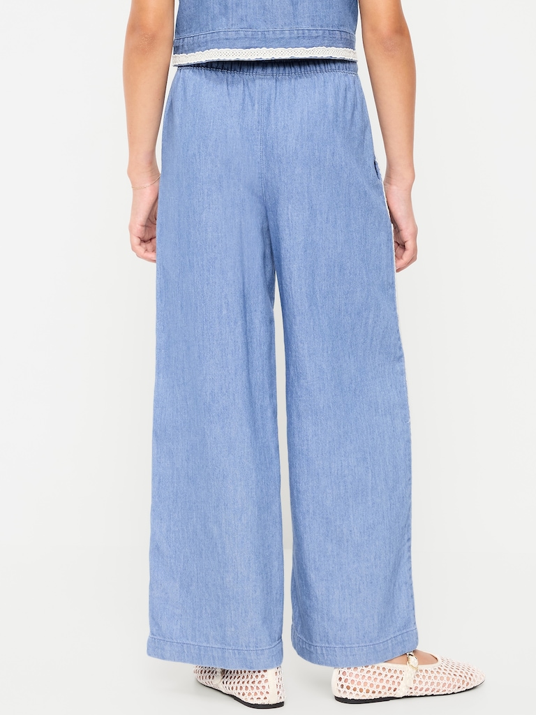 Lace-Trim Chambray Pants for Girls