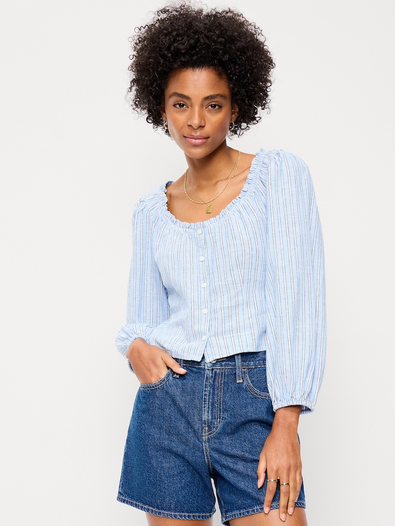 Long-Sleeve Button-Down Top