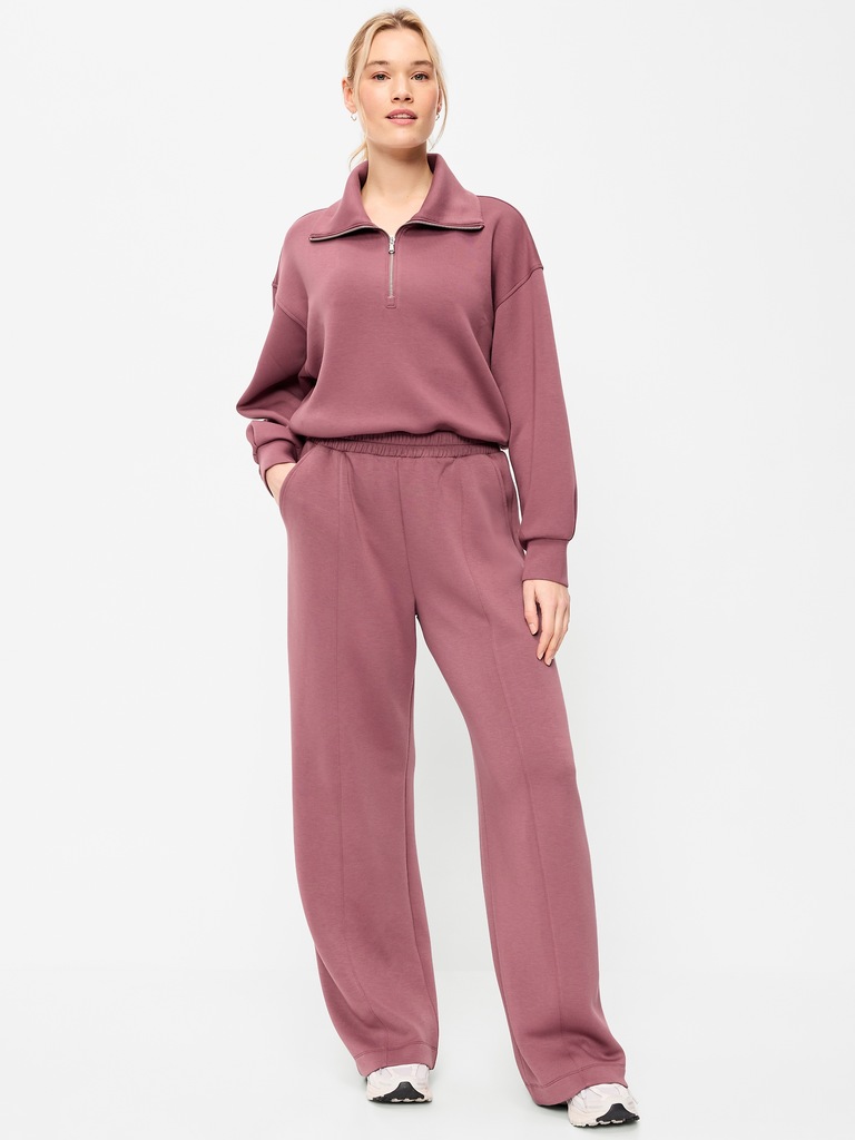 High-Waisted Bounce Fleece Wide-Leg Sweatpants