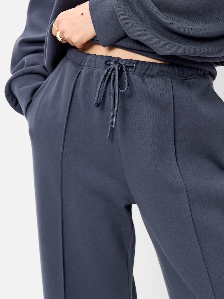 High-Waisted Dynamic Fleece Textured Wide-Leg Sweatpants