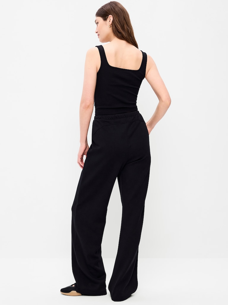 High-Waisted Dynamic Fleece Textured Wide-Leg Sweatpants