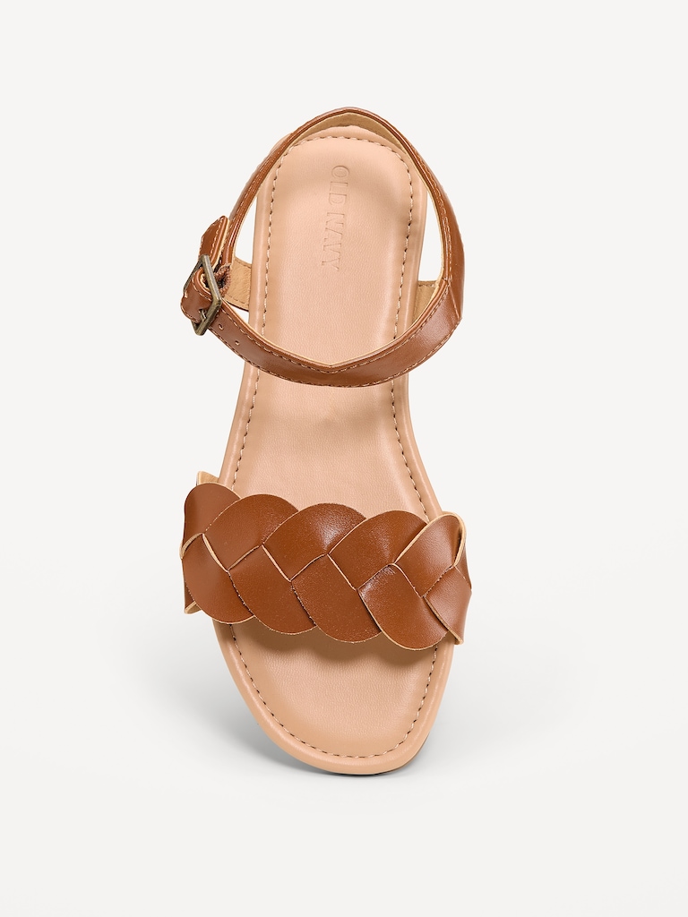 Faux-Leather Braided-Strap Sandals for Girls