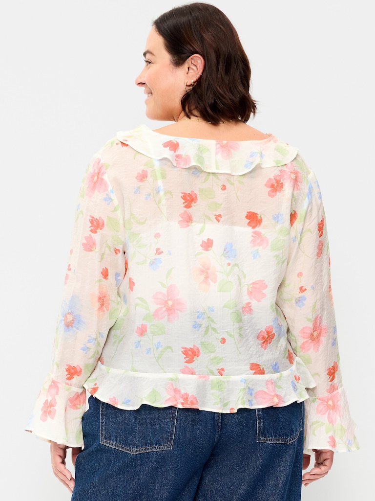 Bell-Sleeve Ruffle Top