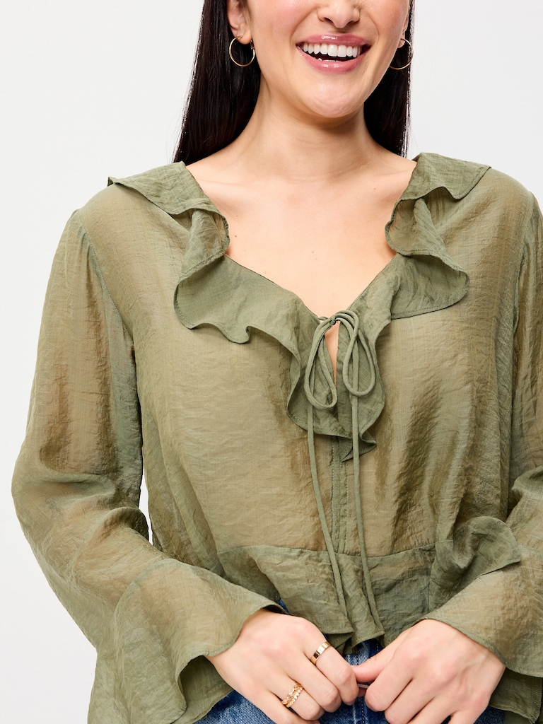 Bell-Sleeve Ruffle Top