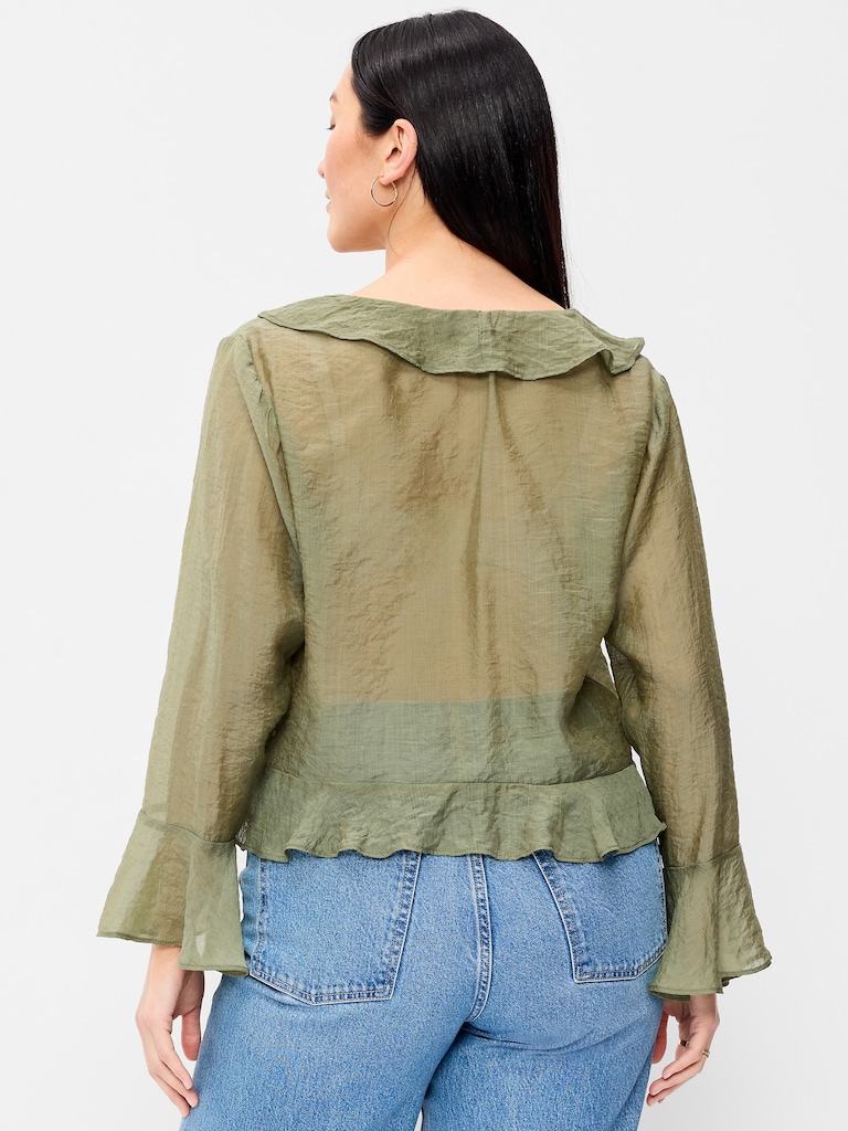 Bell-Sleeve Ruffle Top