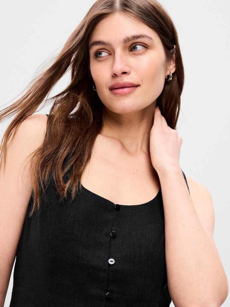 Haut boutonné en mélange de lin