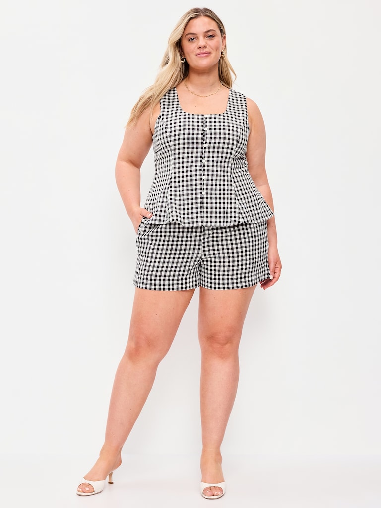 High-Waisted Linen-Blend Shorts -- 3.5-inch inseam