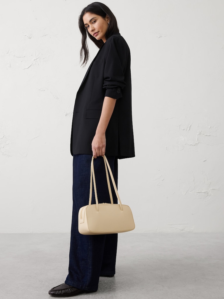 Vegan Leather East West Top Handle Bag