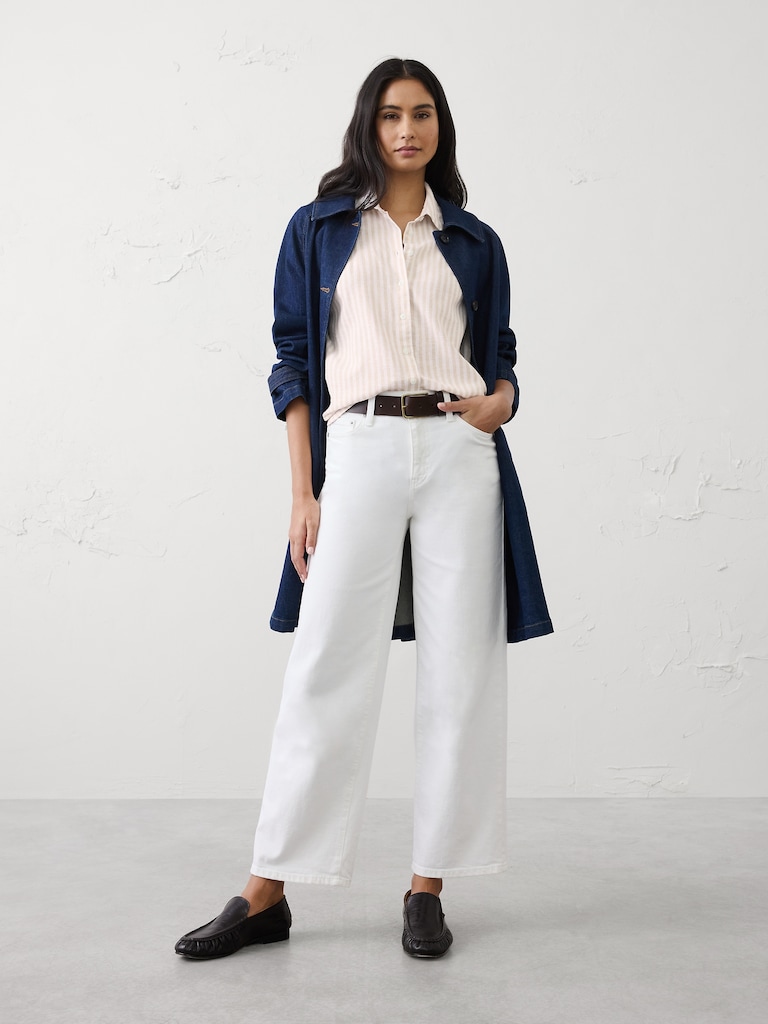 Linen-Blend Pleated Shirt