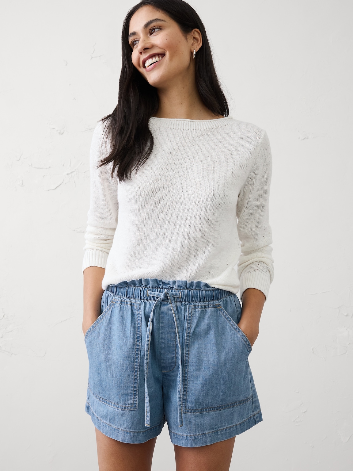 Mid-Rise Summerweight Denim Pull-On Short