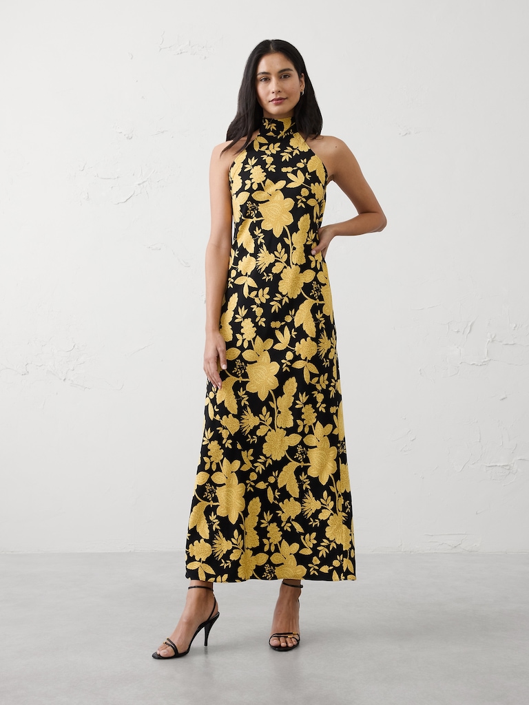 Halter Open-Back Maxi Dress