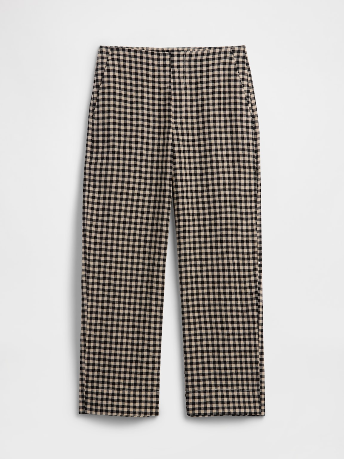 High Rise Linen-Blend Straight Crop Pants